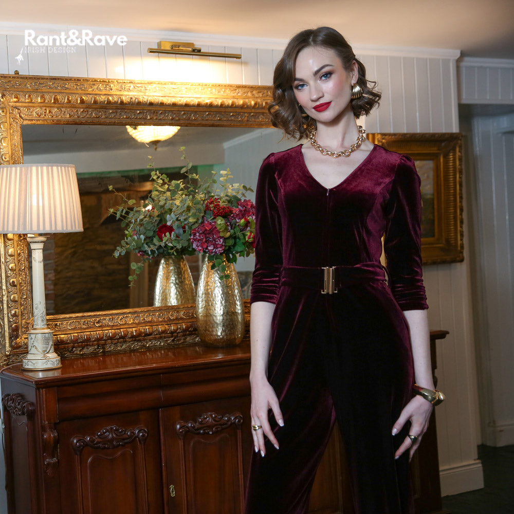Rant & Rave Farrah Jumpsuit Wine (Pre Sale - Dispatched on November 12th)