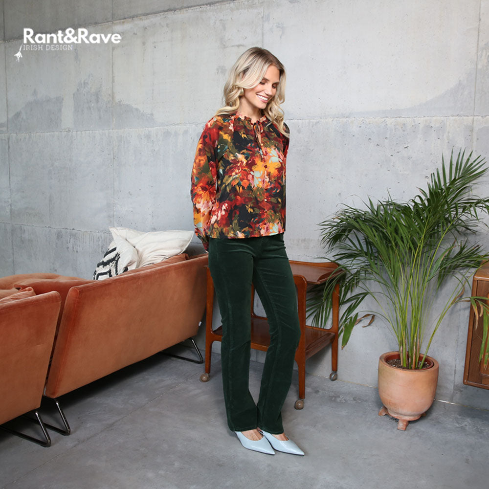 Rant & Rave Odessa Bootcut Cord Forest Green