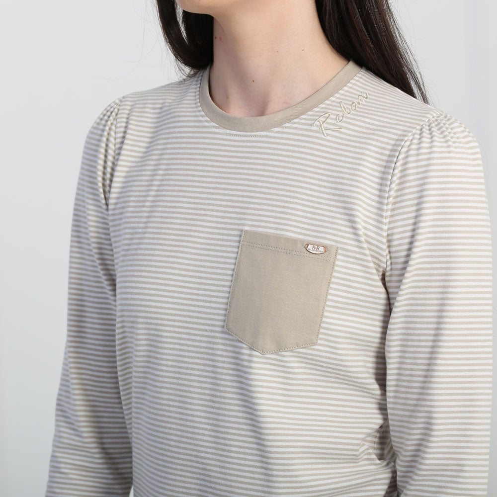 Cheryl L/S Tee Mushroom/White