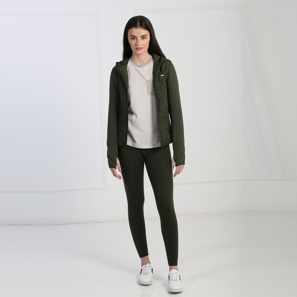 Jess Padded Zip Through Khaki