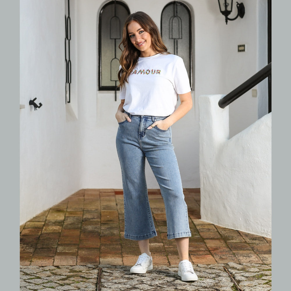 Bernie Crop Flare Jean Denim