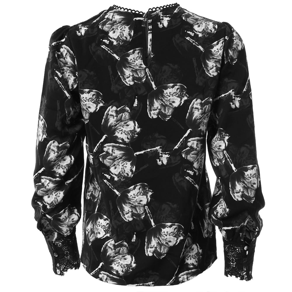 Rana Top Black Flower