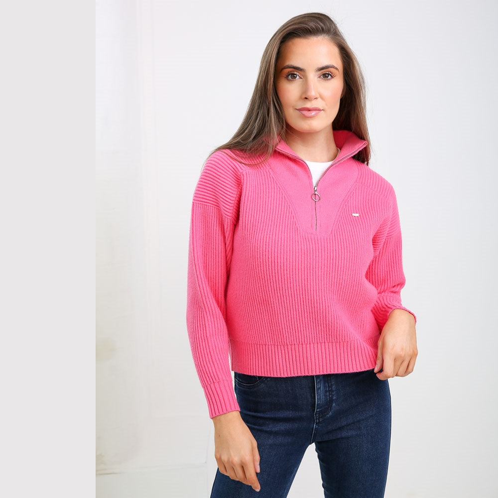 Emma Half Zip Bubble Gum