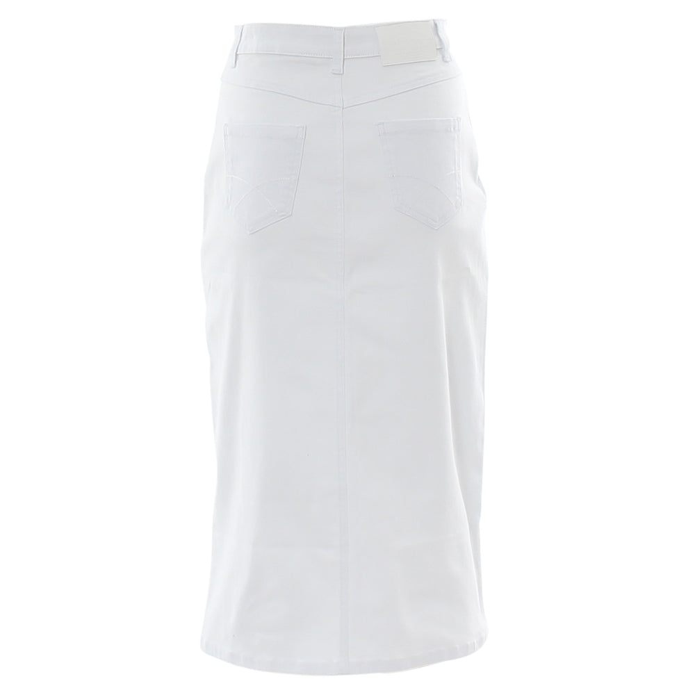 Ragan Denim Skirt White