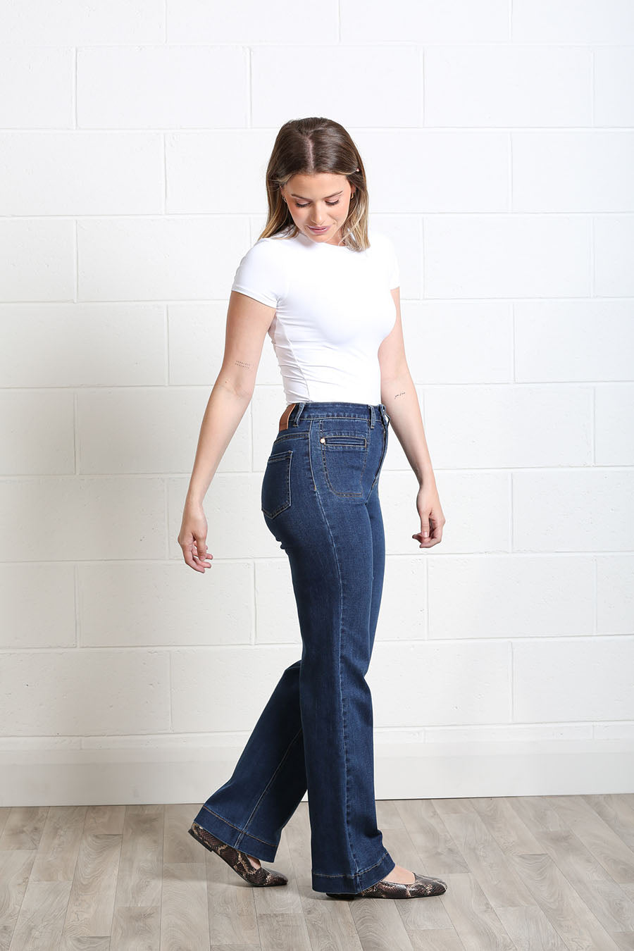Rant & Rave Ada Wide Leg Jean Mid Ink