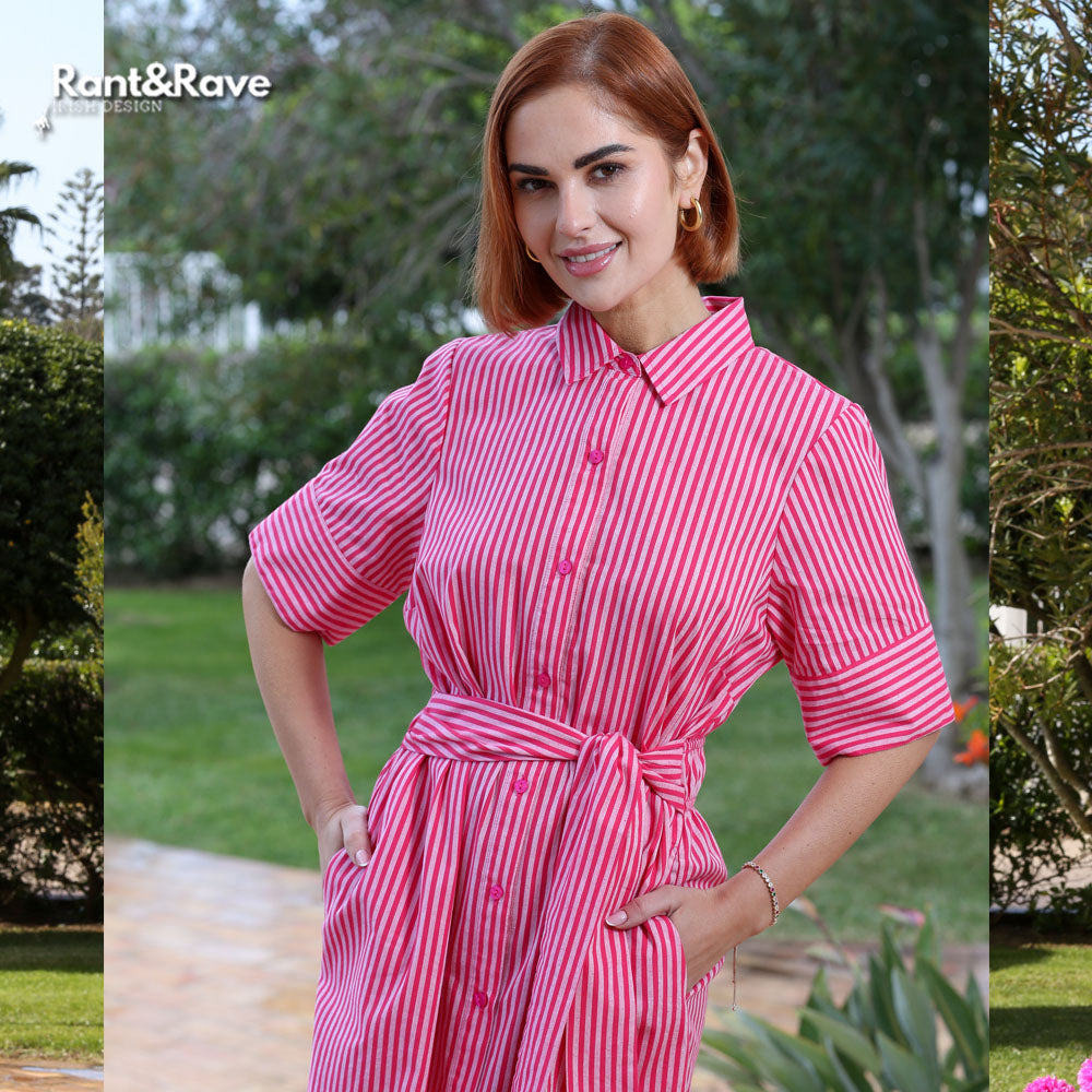 Rant and Rave Alicia Shirt Dress Pink