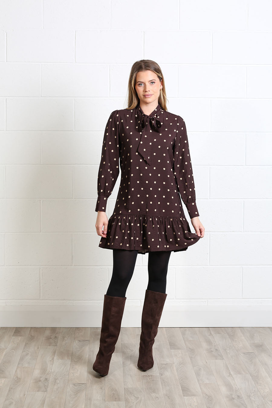 Rant and Rave Annabelle Dress Brown Dot