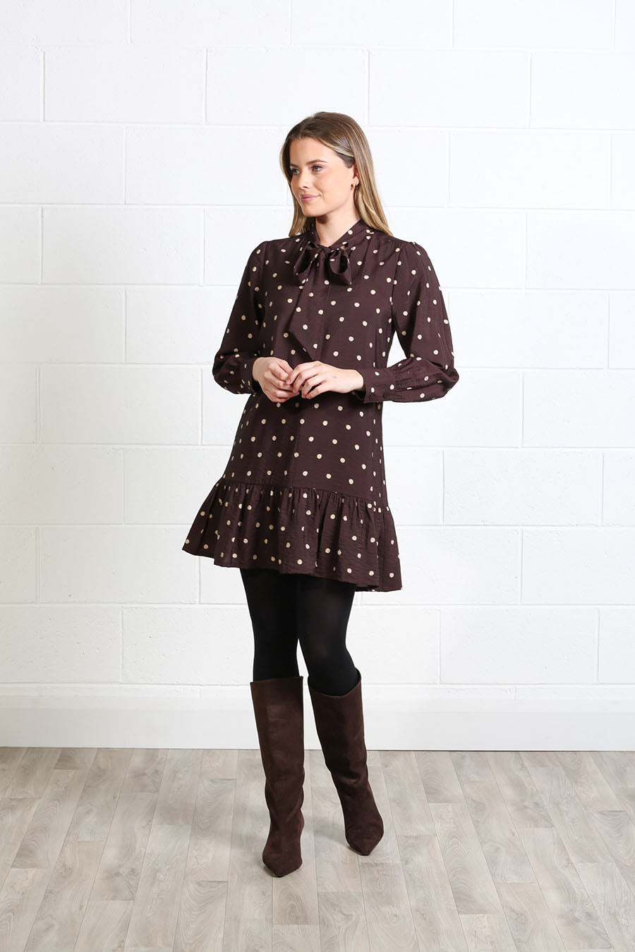 Rant and Rave Annabelle Dress Brown Dot
