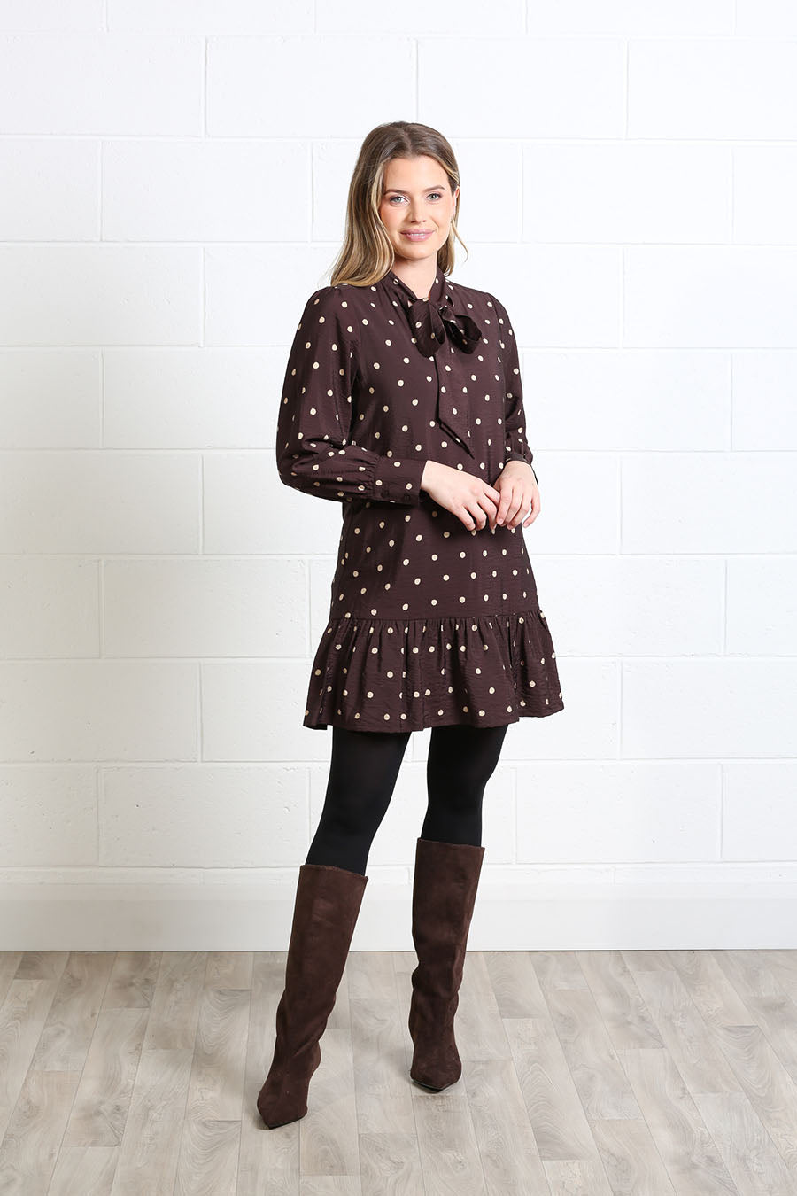 Rant and Rave Annabelle Dress Brown Dot