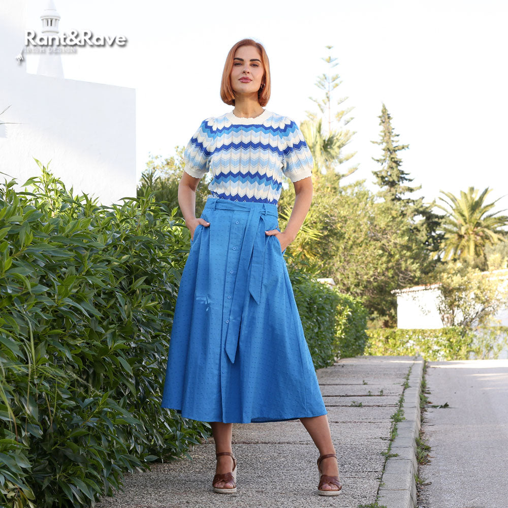 Rant and Rave Ariel A-Line Skirt Cobalt