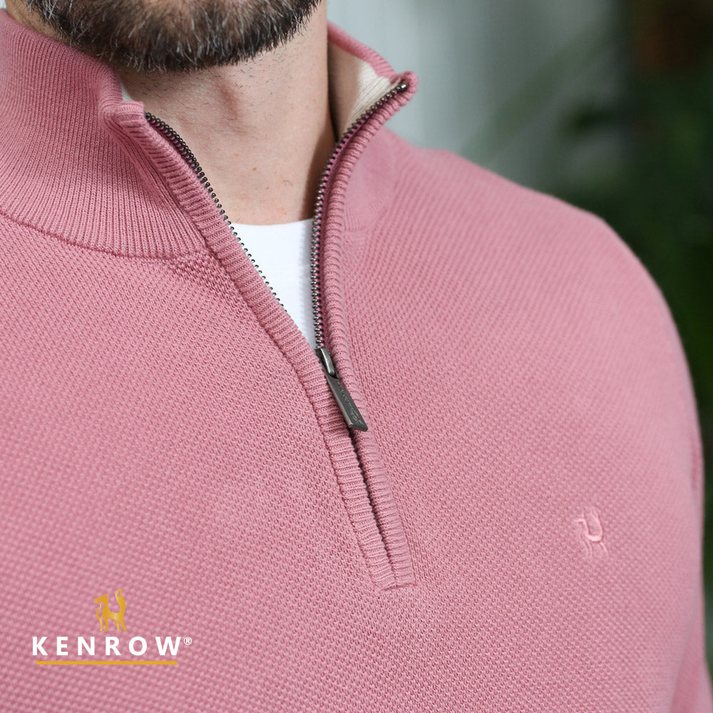 Kenrow Arlo Knit Half Zip Salmon