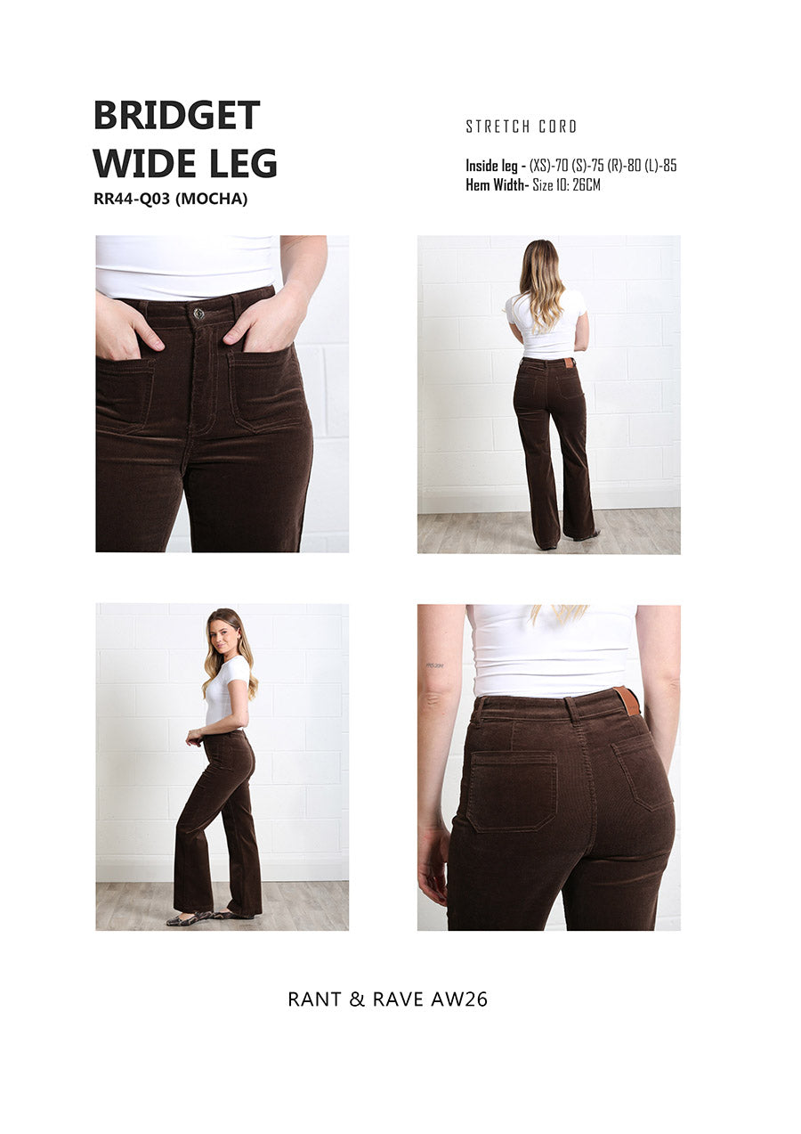 Rant & Rave Bridget Cord Wide Leg Mocha