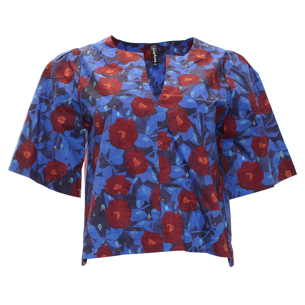 Rant and Rave Effy V Neck Top Blue