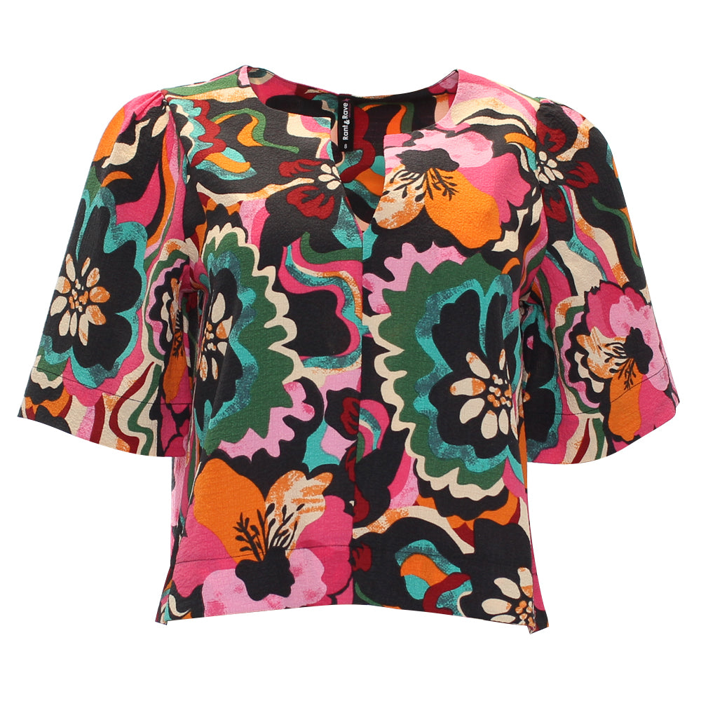 Rant and Rave Effy V Neck Top Pink
