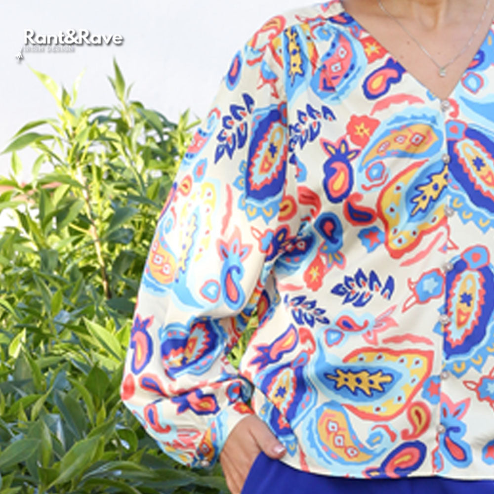 Rant and Rave Ellora V Neck Top Cobalt