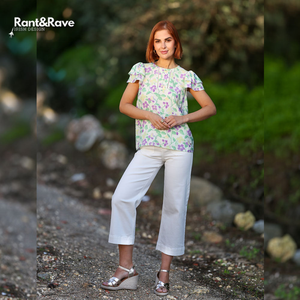 Rant & Rave Enid Crop Wide Leg Jean Soft White