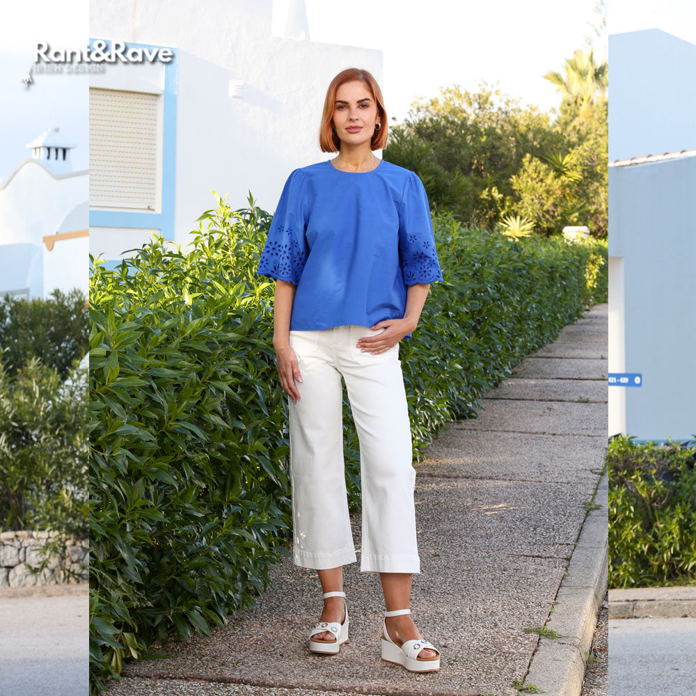 Rant & Rave Enid Crop Wide Leg Jean Soft White