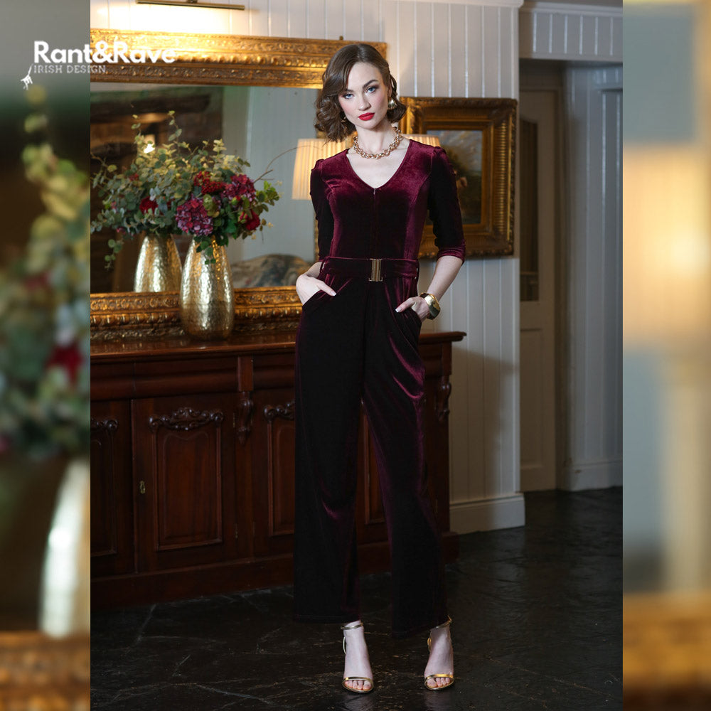 Rant & Rave Farrah Jumpsuit Wine (Pre Sale - Dispatched on November 12th)