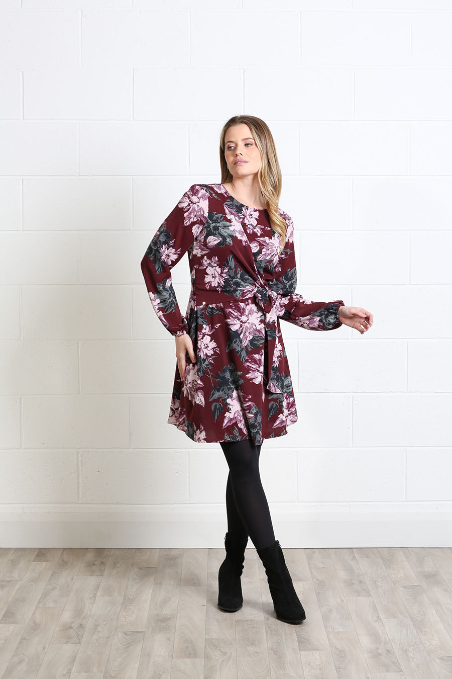 Rant and Rave Grace Dress Burgundy Floral