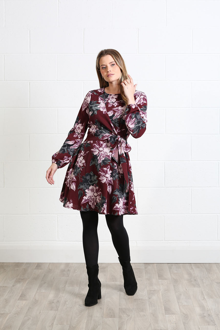 Rant and Rave Grace Dress Burgundy Floral