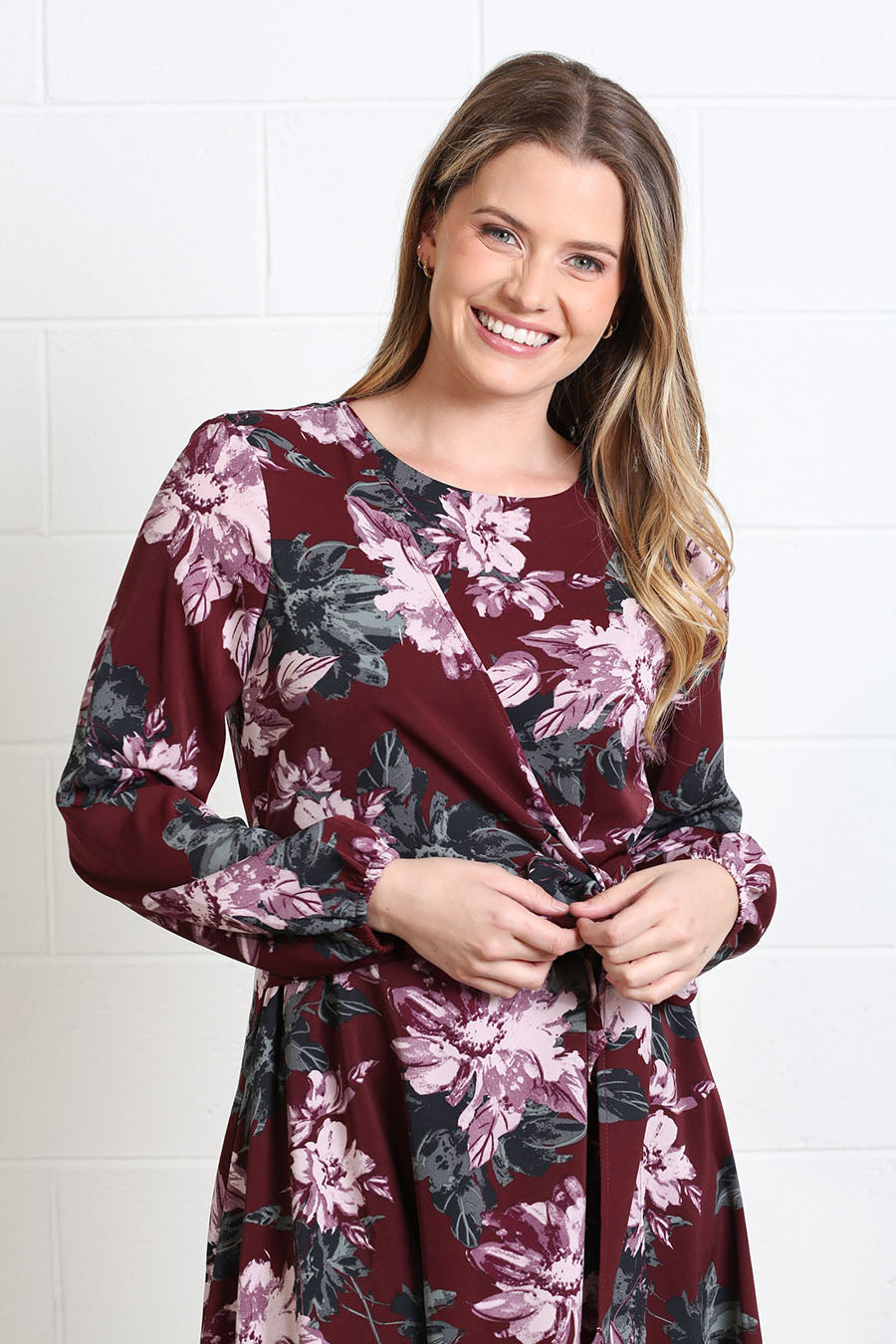 Rant and Rave Grace Dress Burgundy Floral