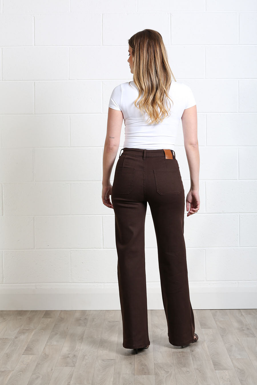 Rant & Rave Harriet Pintuck Wide Leg Jean Chocolate