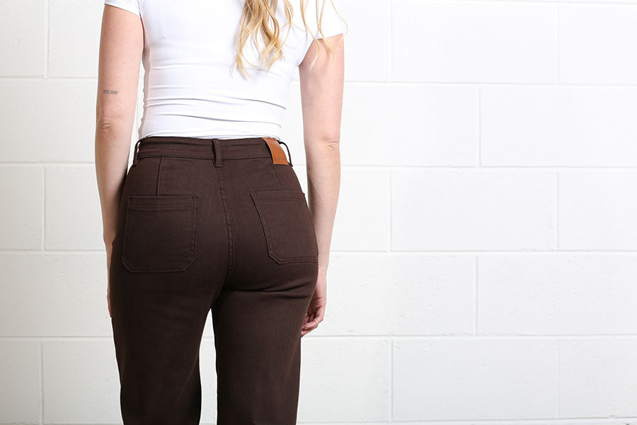 Rant & Rave Harriet Pintuck Wide Leg Jean Chocolate