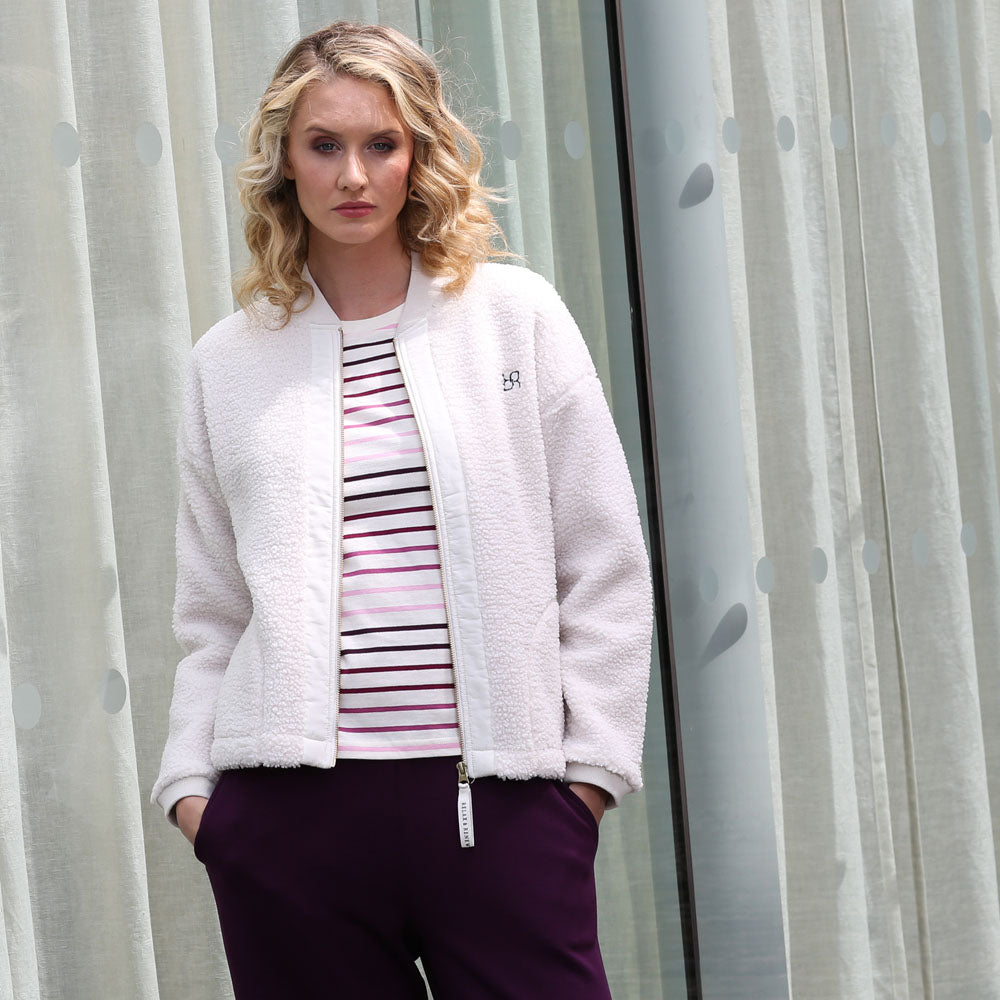 Relax & Renew Heidi Borg Bomber Jacket Cream