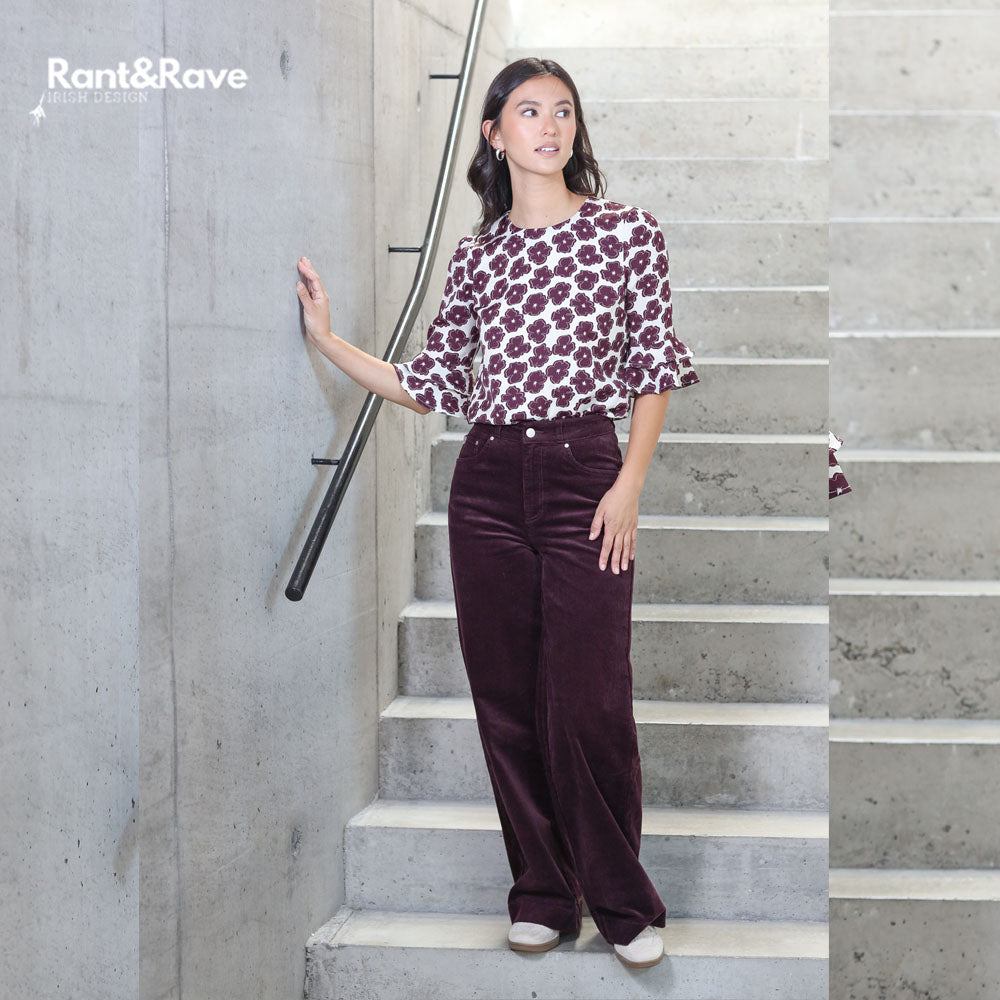 Rant & Rave Jacinda Wide Leg Cord Plum