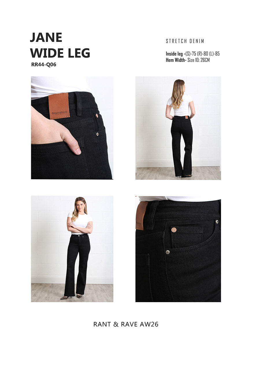 Rant & Rave Jane Wide Leg Jean Black