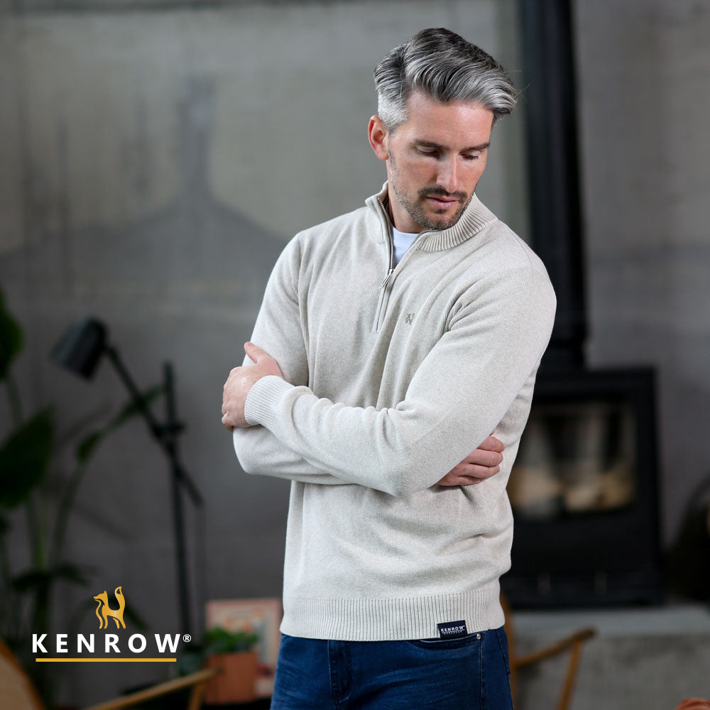 Kenrow Jerald Half Zip Jumper Sand Melange