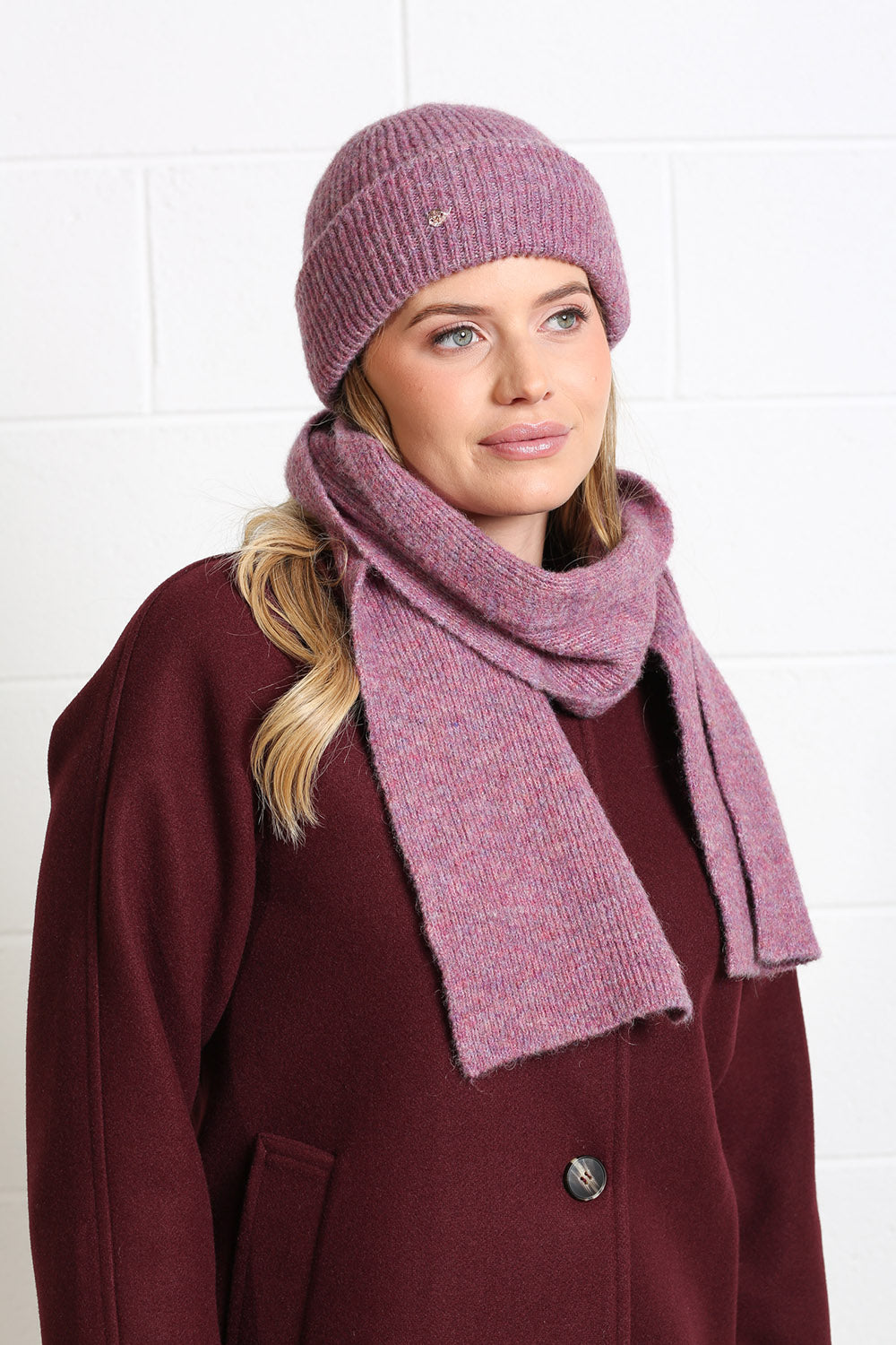 Rant and Rave Kayla Hat and Scarf Plum