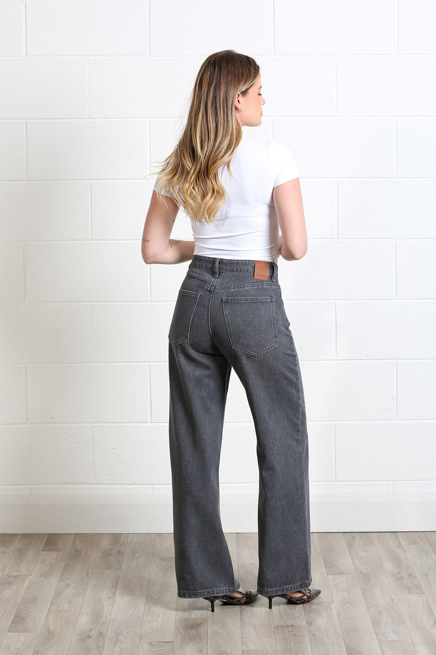 Rant & Rave Lily Seam Wide Leg Jean Grey