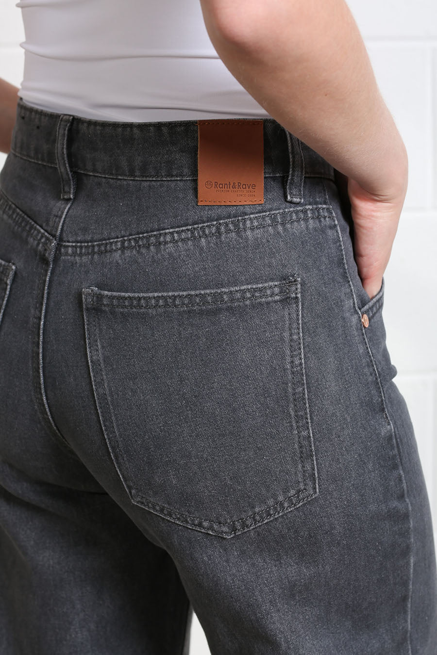 Rant & Rave Lily Seam Wide Leg Jean Grey