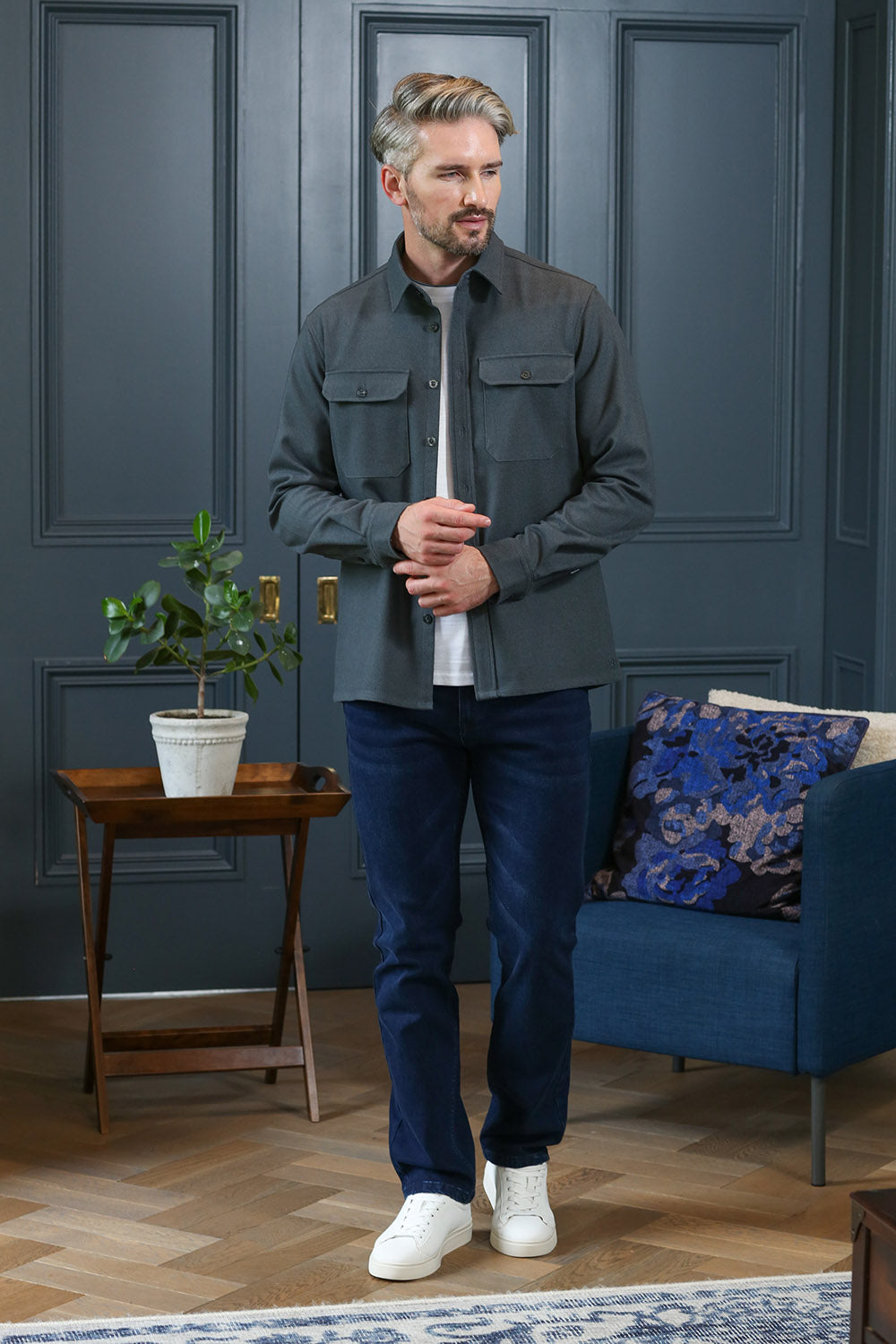Kenrow Marc Overshirt Pewter Green Melange