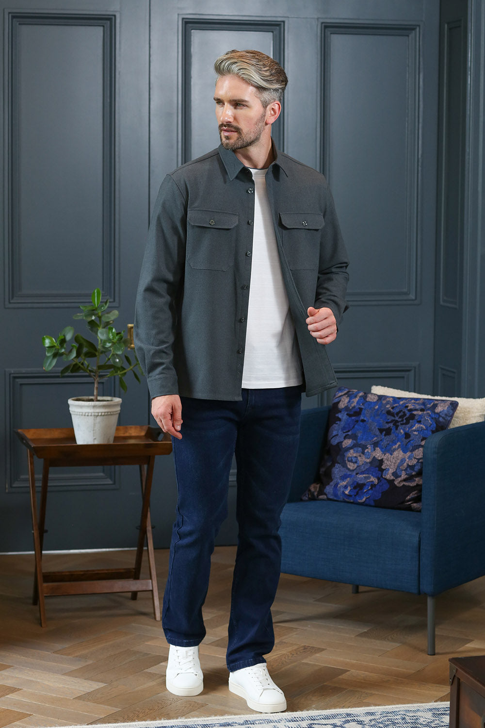 Kenrow Marc Overshirt Pewter Green Melange