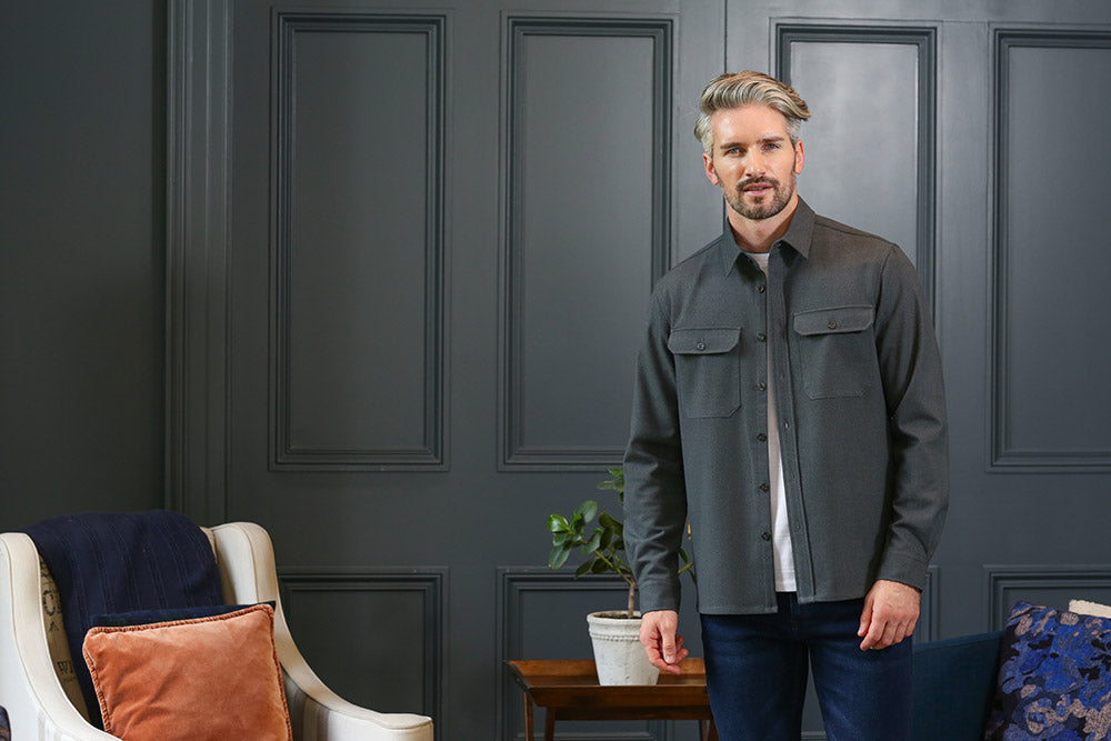 Kenrow Marc Overshirt Pewter Green Melange