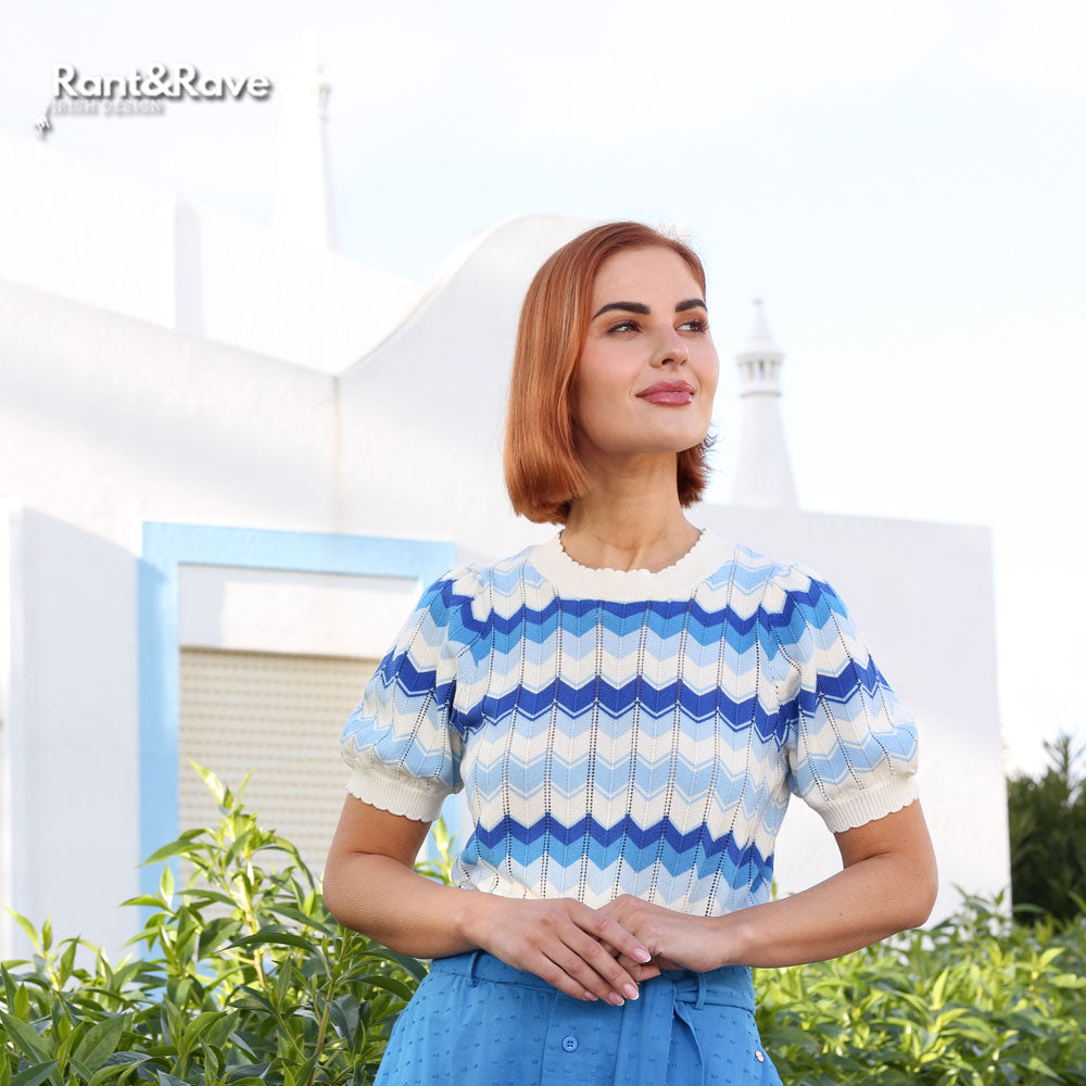Rant and Rave Mavis Short Sleeve Jumper Blue
