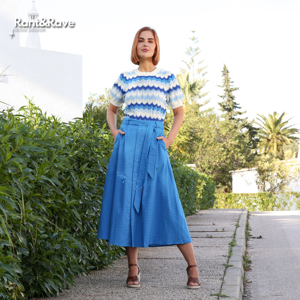 Rant and Rave Mavis Short Sleeve Jumper Blue