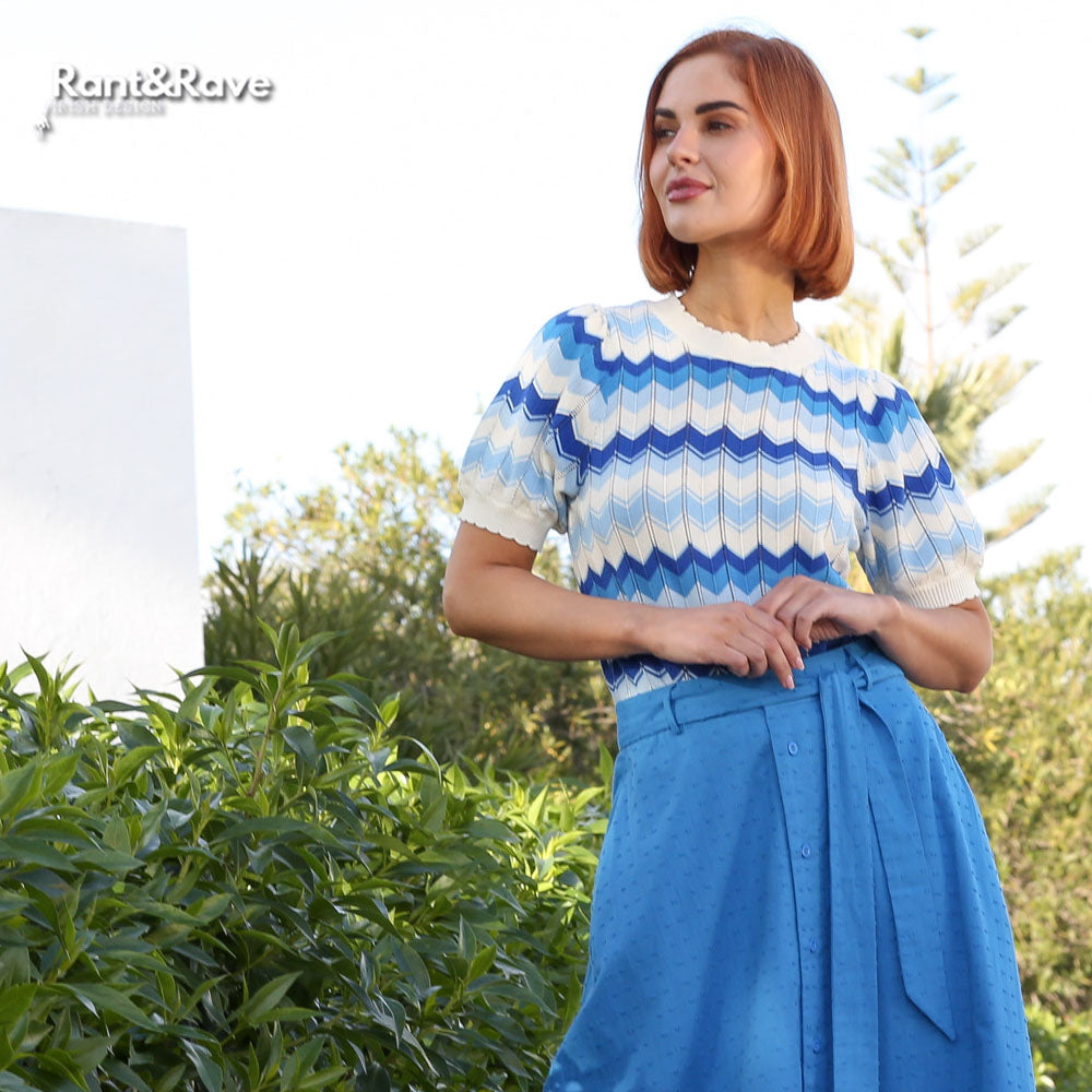 Rant and Rave Mavis Short Sleeve Jumper Blue