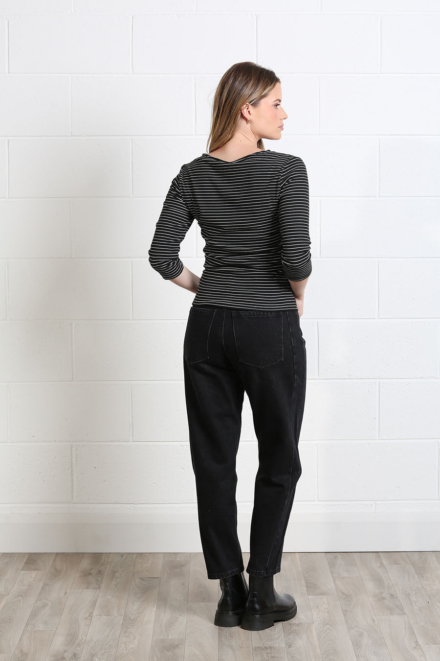 Rant and Rave Molly Stripe Top Black