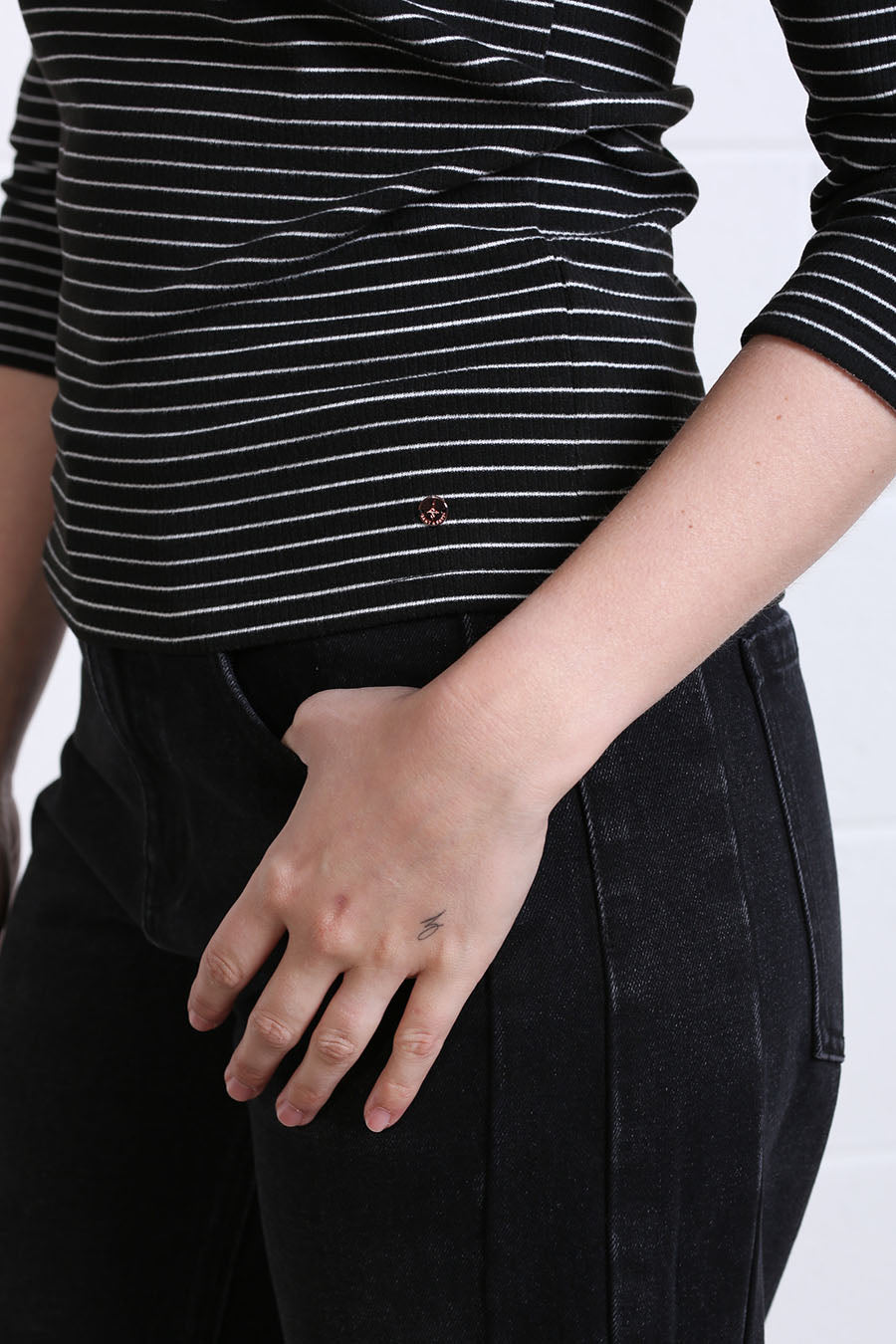 Rant and Rave Molly Stripe Top Black