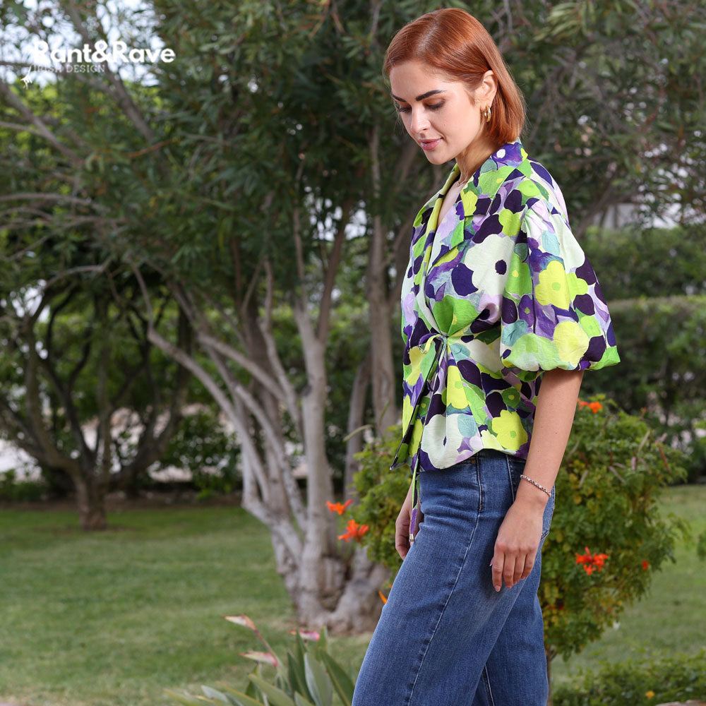 Rant and Rave Morgan Wrap Top Green