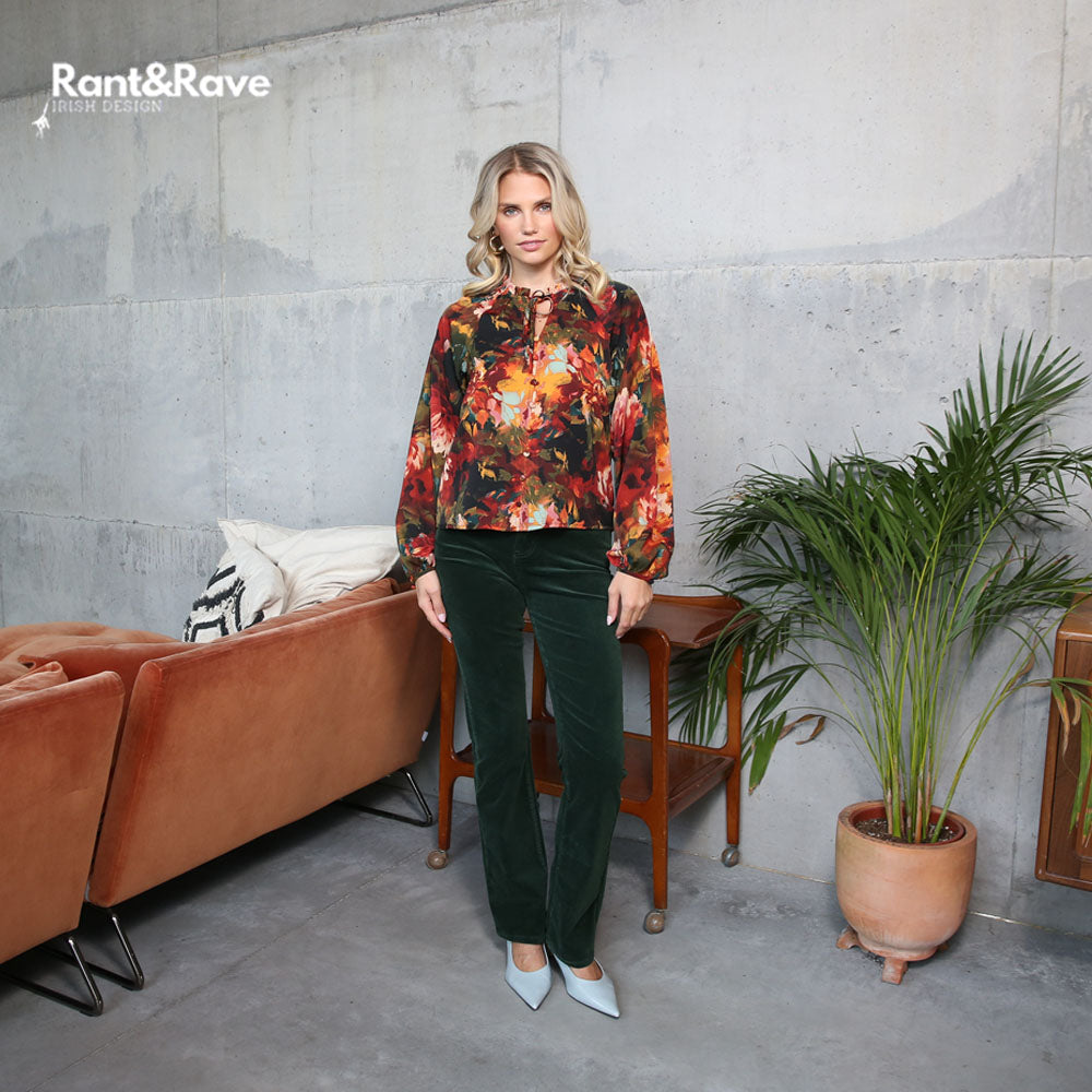 Rant & Rave Odessa Bootcut Cord Forest Green