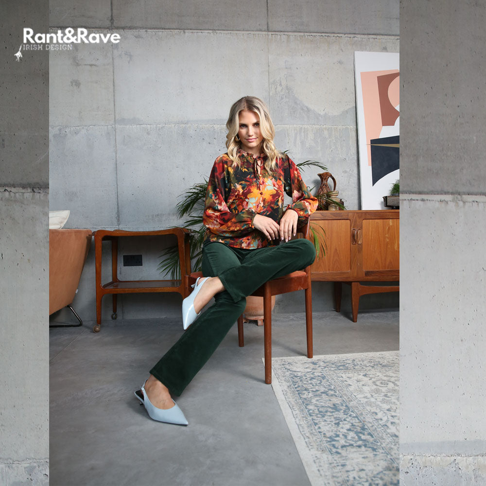 Rant & Rave Odessa Bootcut Cord Forest Green