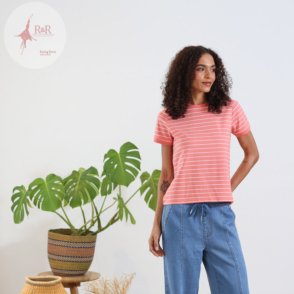 Relax & Renew Paula Stripe Tee Coral