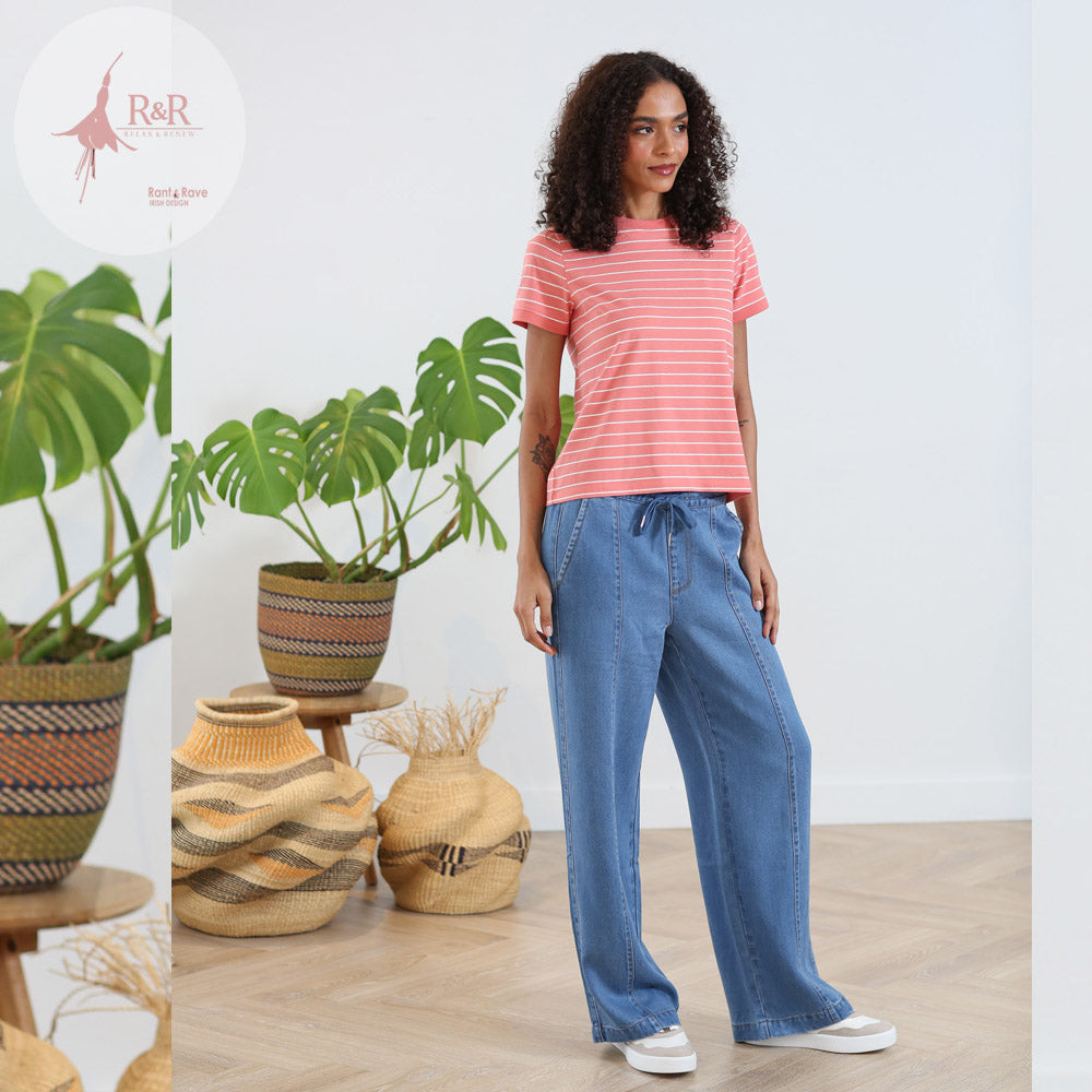 Relax & Renew Paula Stripe Tee Coral