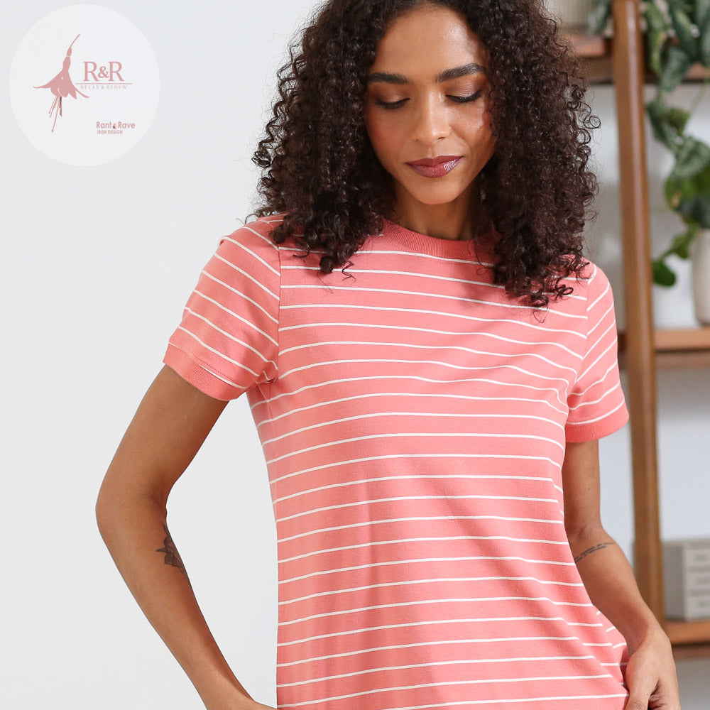 Relax & Renew Paula Stripe Tee Coral