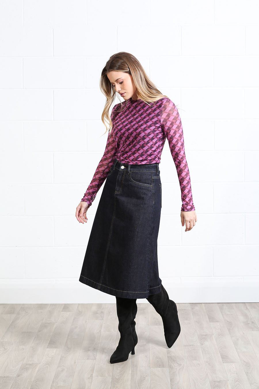 Rant and Rave Rachel Denim Skirt Dark Indigo