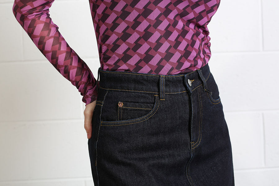 Rant and Rave Rachel Denim Skirt Dark Indigo